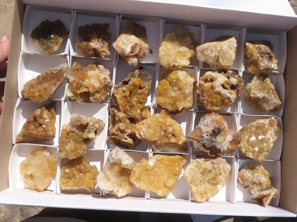 Natural Small Golden Limonite / Lemonite Quartz Clusters x 24 From Solwezi, Zambia - TopRock