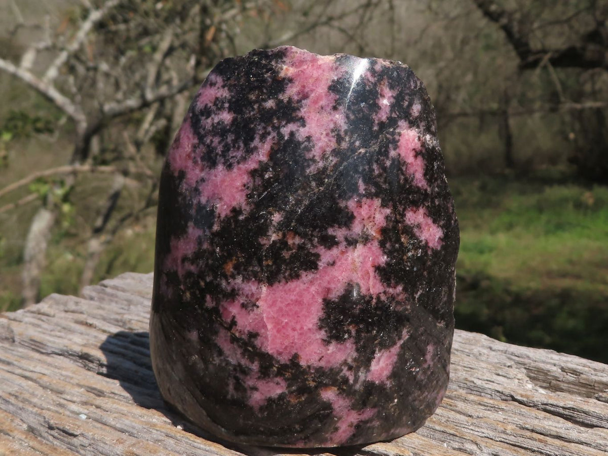 Polished Half Polished Pink & Black Rhodonite Pieces x 4 From Ambindavato, Madagascar - TopRock