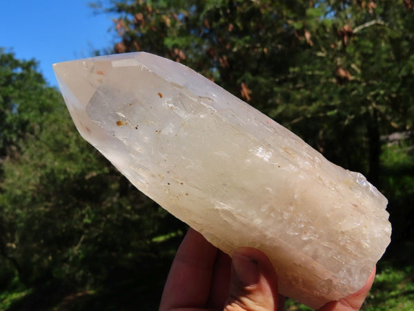 Polished Arcadian Angolan Half Polished Half Natural Crystal With Etched Key Patters In Side x 2 From Angola - TopRock