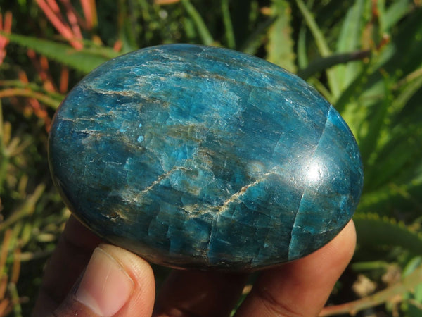 Polished Larger Intense Dark Blue Lazulite Hearts x 6 From Madagascar - TopRock