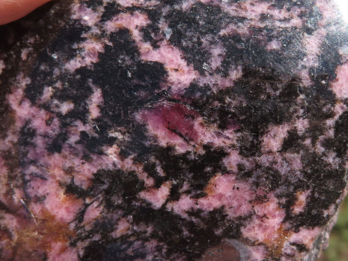 Polished Half Polished Pink & Black Rhodonite Pieces x 5 From Ambindavato, Madagascar - TopRock