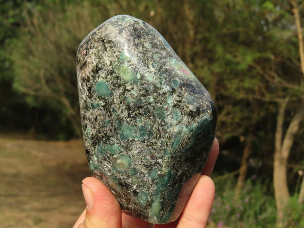 Polished Green Emerald In Matrix Standing Free Forms x 2 From Zimbabwe - TopRock