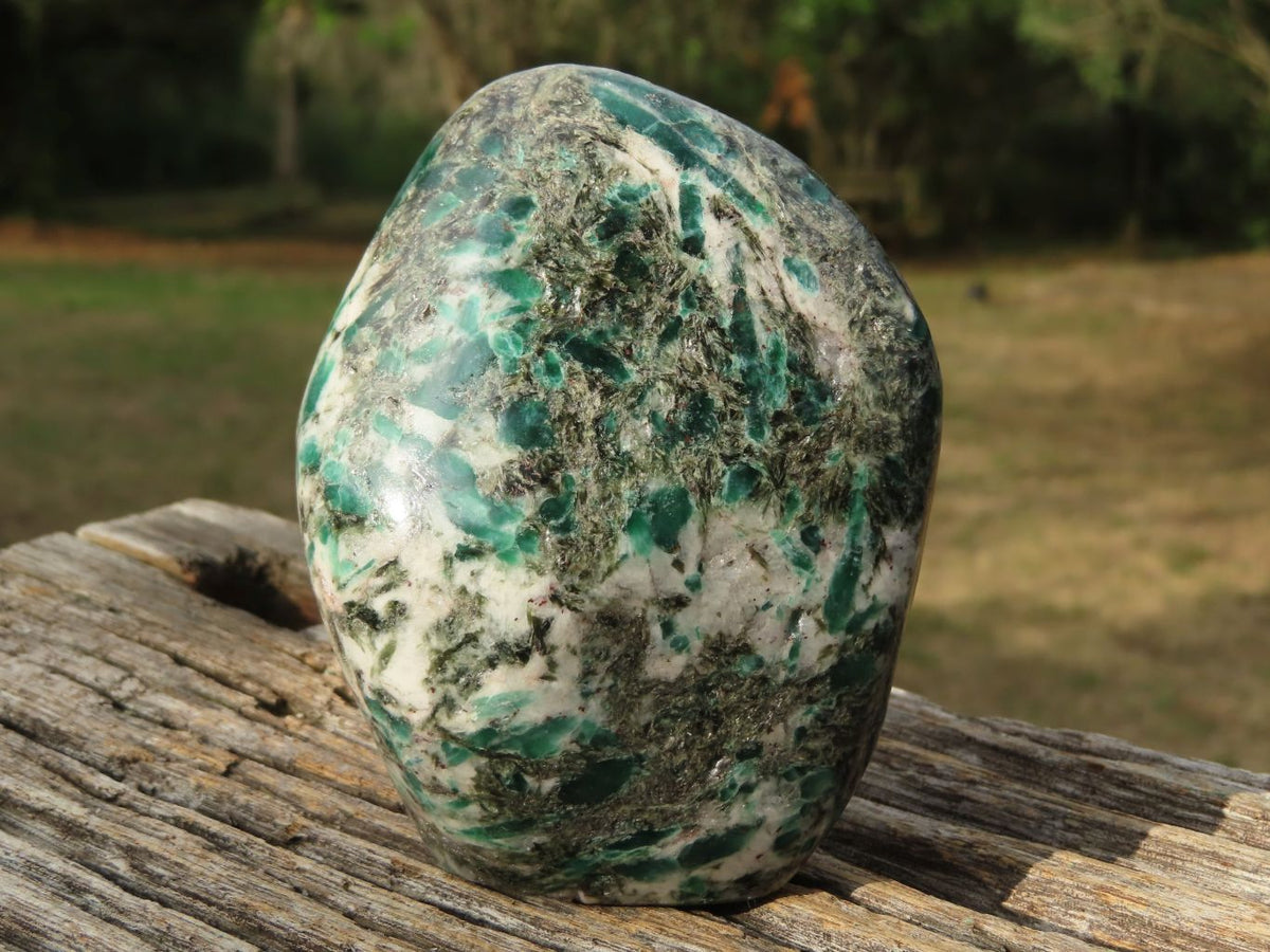 Polished Green Emerald In Matrix Standing Free Forms x 2 From Zimbabwe - TopRock