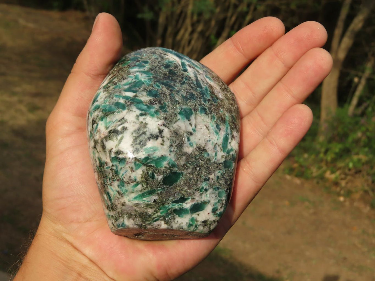 Polished Green Emerald In Matrix Standing Free Forms x 2 From Zimbabwe - TopRock