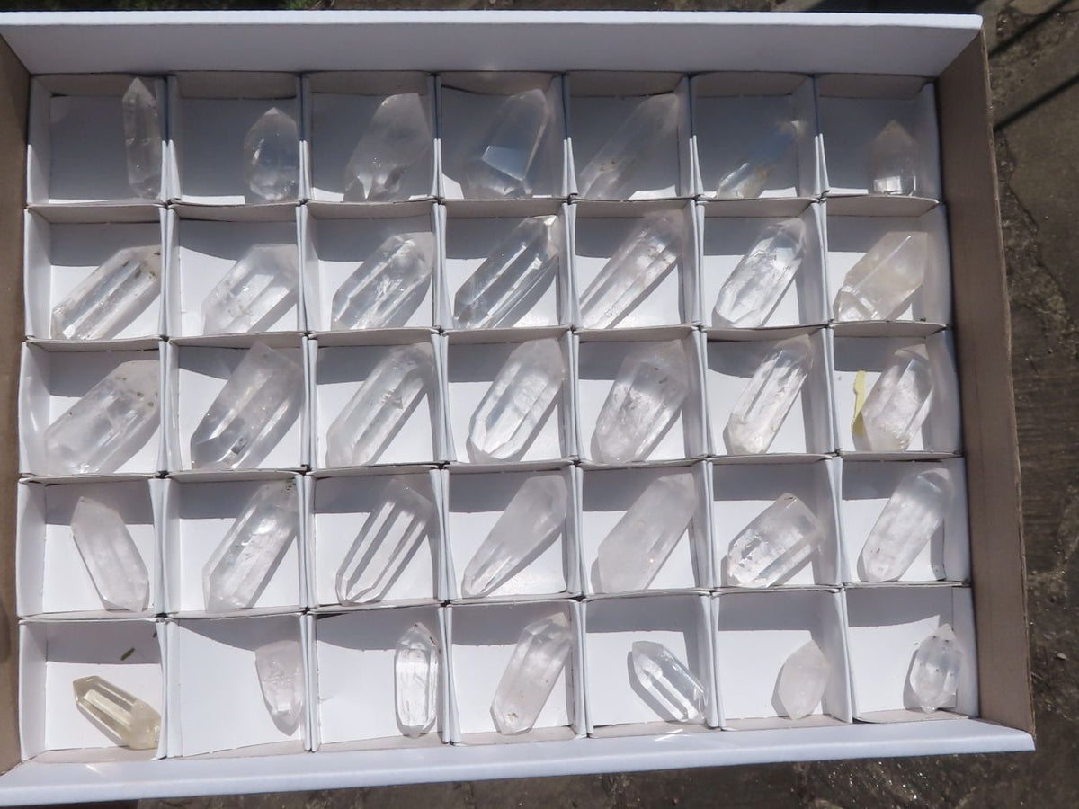 Polished Double Terminated Optic Quartz Crystals x 35 From Madagascar - TopRock