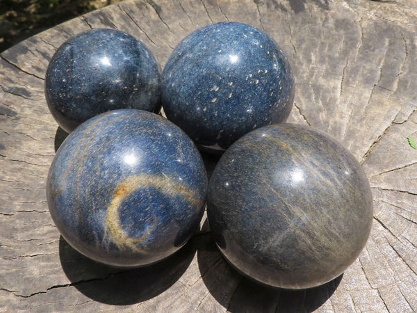 Polished Blue Lazulite Spheres  x 4 From Madagascar - TopRock