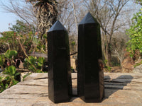 Polished Black Basalt Points  x 4 From Antsirabe, Madagascar - Toprock Gemstones and Minerals