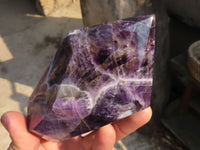 Polished Chevron Amethyst Points x 2 From Zambia - Toprock Gemstones and Minerals