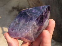 Polished Chevron Amethyst Points x 2 From Zambia - Toprock Gemstones and Minerals