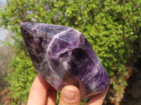 Polished Chevron Amethyst Points x 2 From Zambia - Toprock Gemstones and Minerals