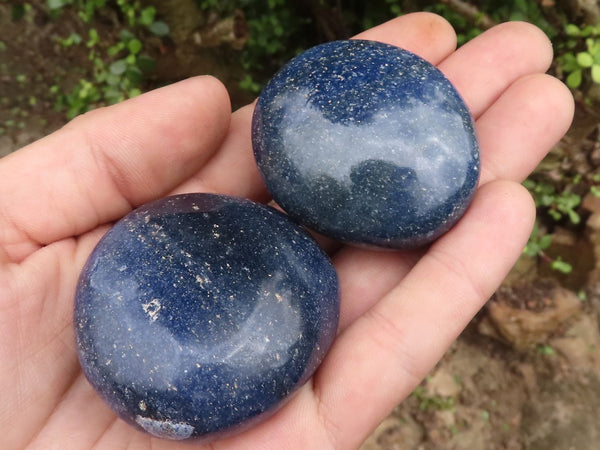 Polished Blue Lazulite Palm Stones  x 35 From Madagascar - TopRock