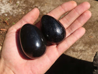 Polished Schorl Black Tourmaline Eggs  x 6 From Madagascar - Toprock Gemstones and Minerals