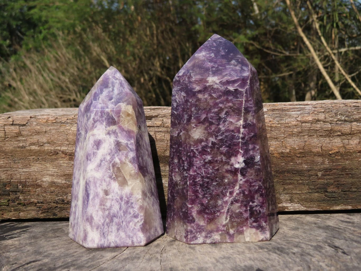 Polished Large Stumpy Stunning Purple Lepidolite Towers x 2 From Madagascar - TopRock