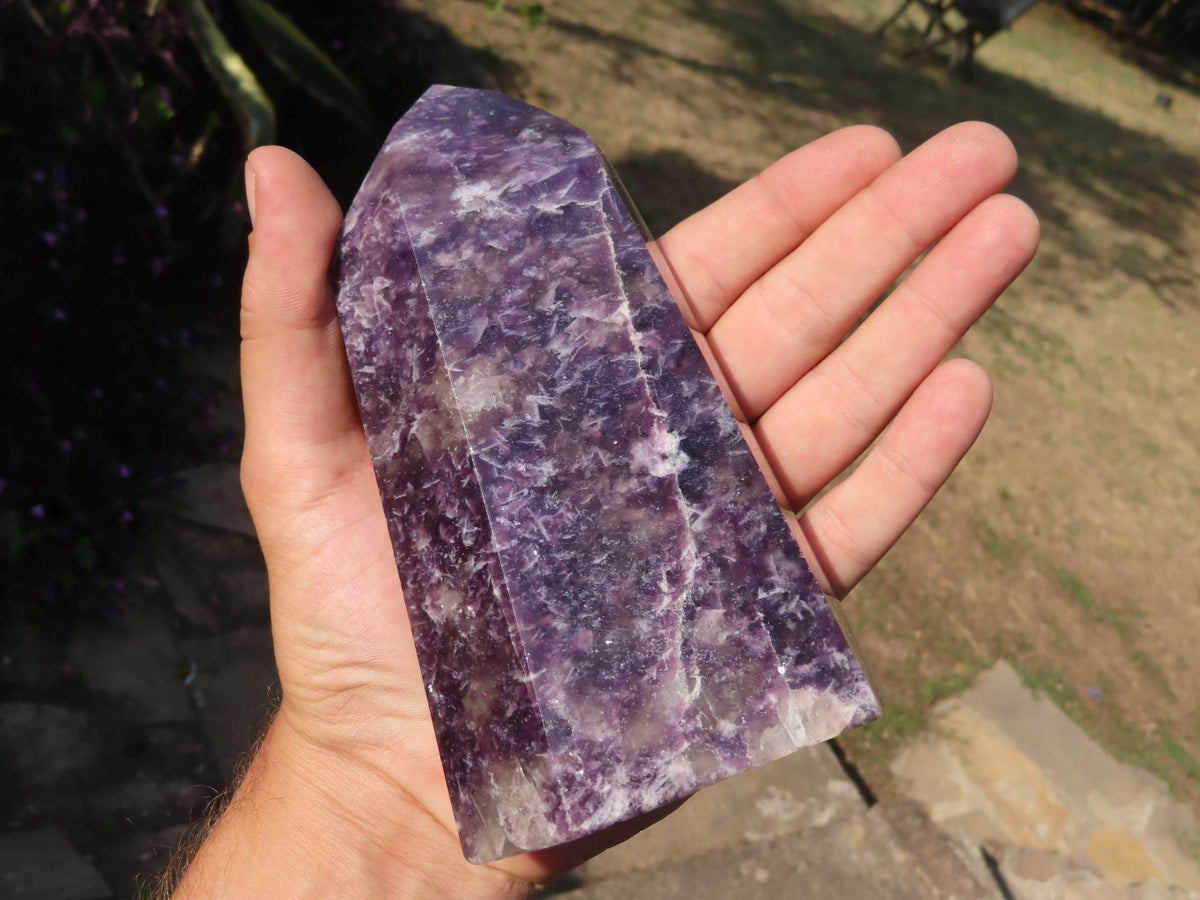Polished Large Stumpy Stunning Purple Lepidolite Towers x 2 From Madagascar - TopRock