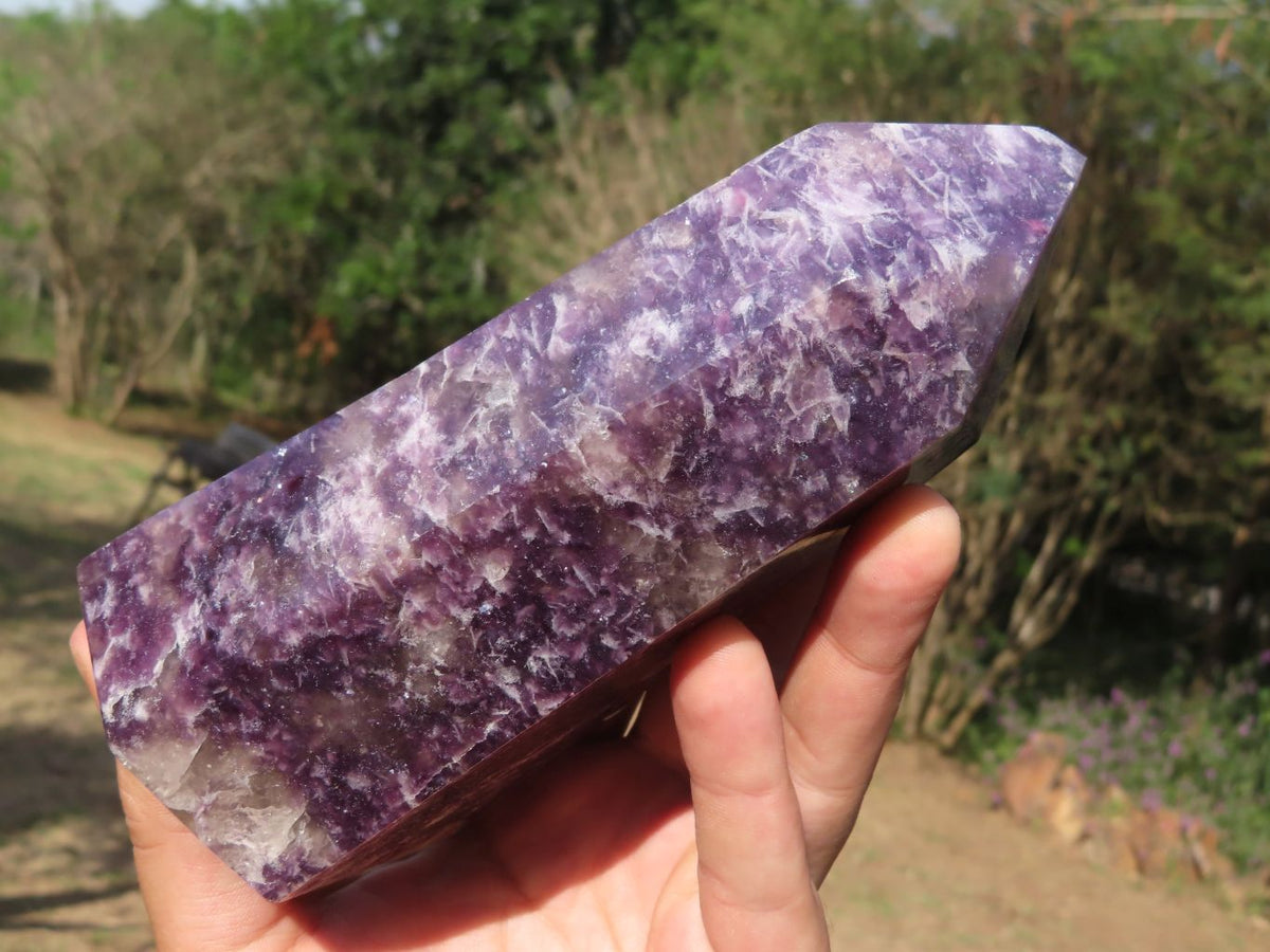 Polished Large Stumpy Stunning Purple Lepidolite Towers x 2 From Madagascar - TopRock
