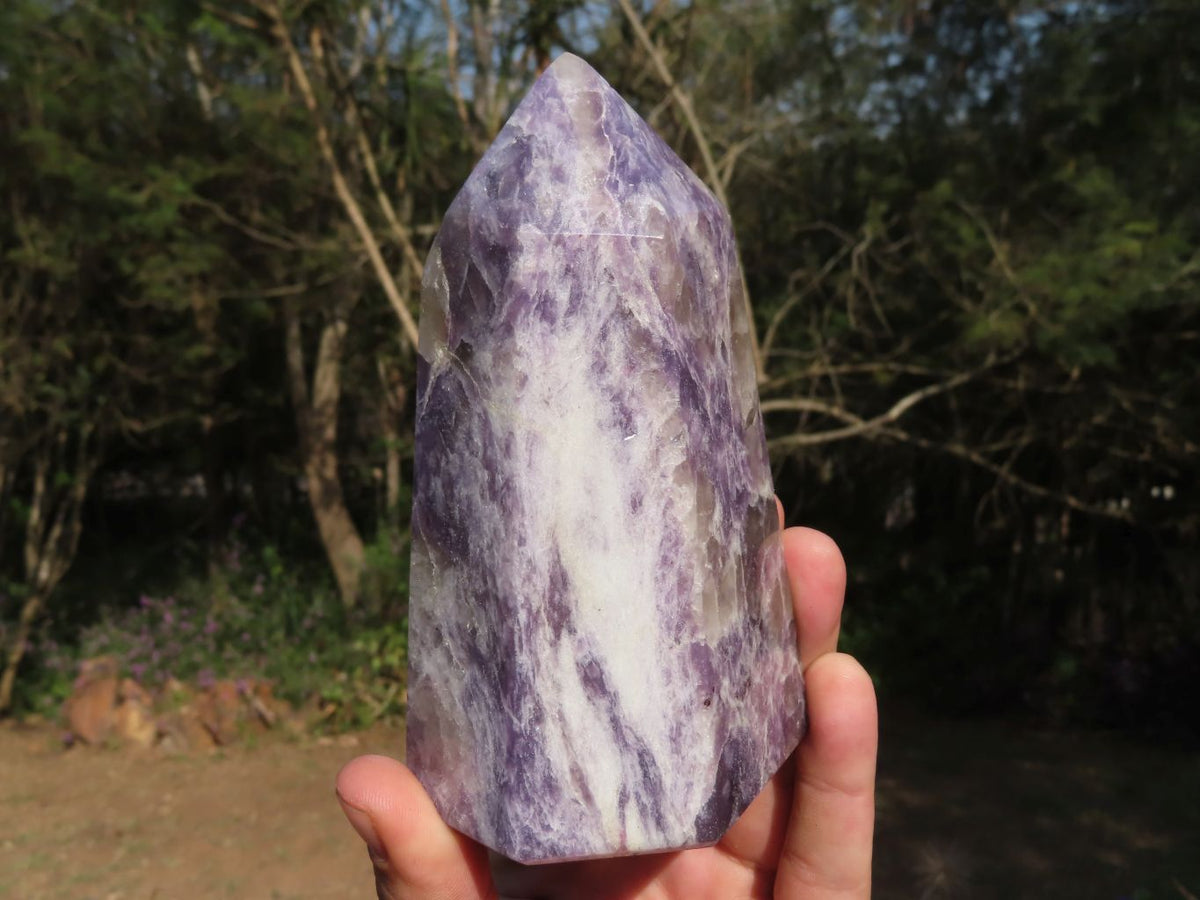 Polished Large Stumpy Stunning Purple Lepidolite Towers x 2 From Madagascar - TopRock