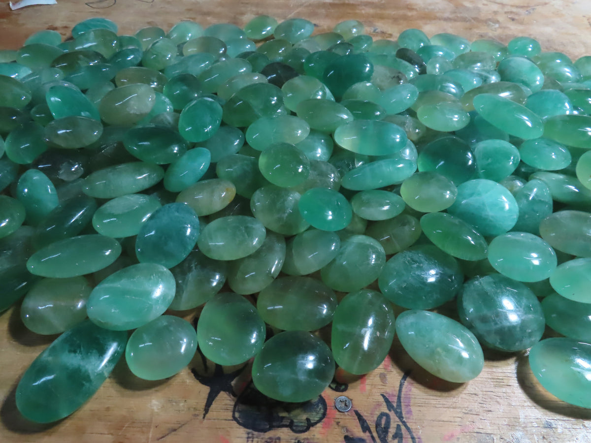 Polished Emerald Fluorite Gallets (Palm Stones) - sold per kg - From Madagascar - TopRock