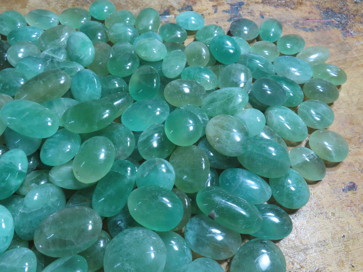Polished Emerald Fluorite Gallets (Palm Stones) - sold per kg - From Madagascar - TopRock