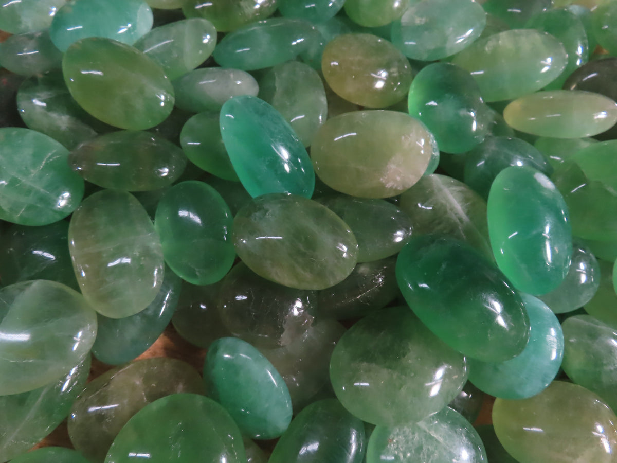 Polished Emerald Fluorite Gallets (Palm Stones) - sold per kg - From Madagascar - TopRock