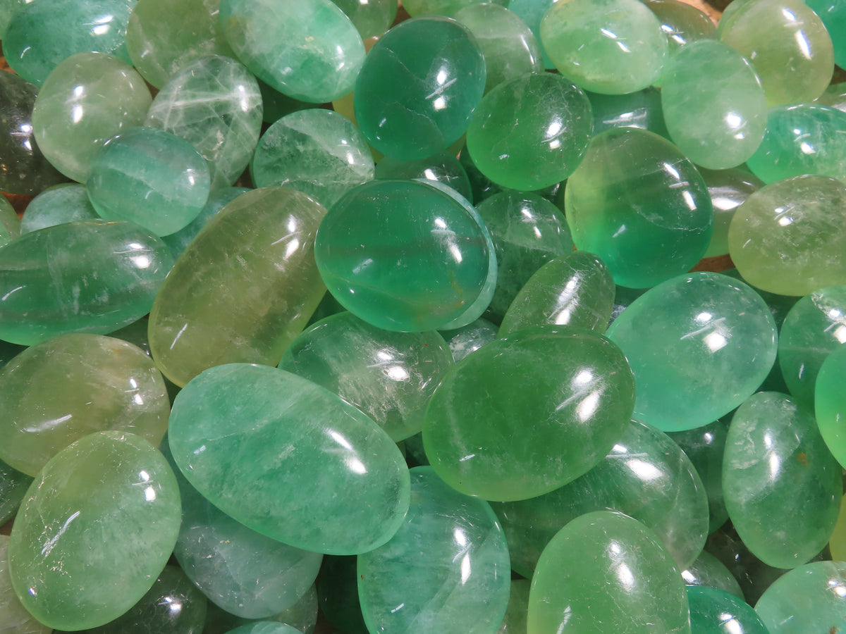 Polished Emerald Fluorite Gallets (Palm Stones) - sold per kg - From Madagascar - TopRock