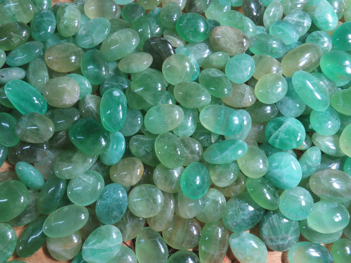 Polished Emerald Fluorite Gallets (Palm Stones) - sold per kg - From Madagascar - TopRock