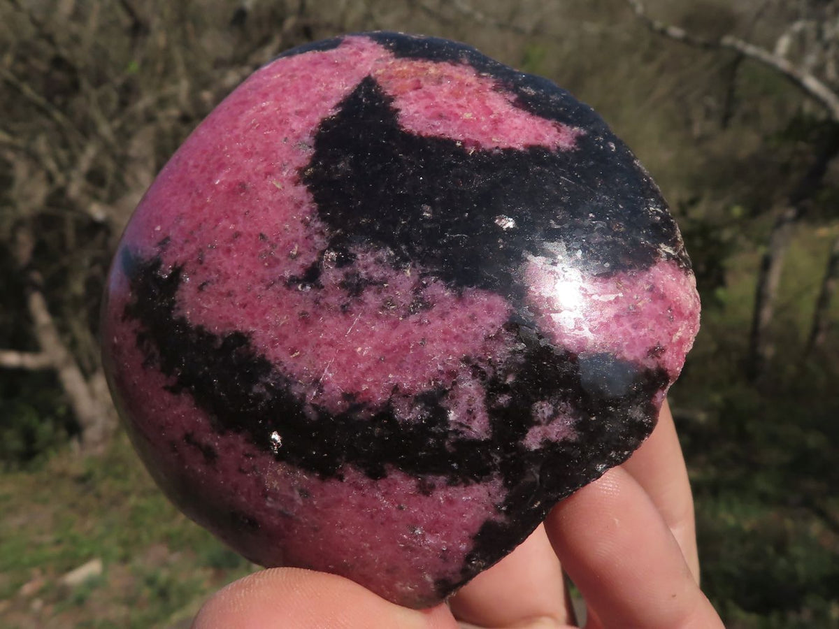 Polished Half Polished Pink & Black Rhodonite Pieces x 4 From Ambindavato, Madagascar - TopRock