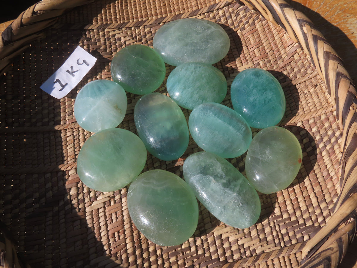 Polished Emerald Fluorite Gallets (Palm Stones) - sold per kg - From Madagascar - TopRock