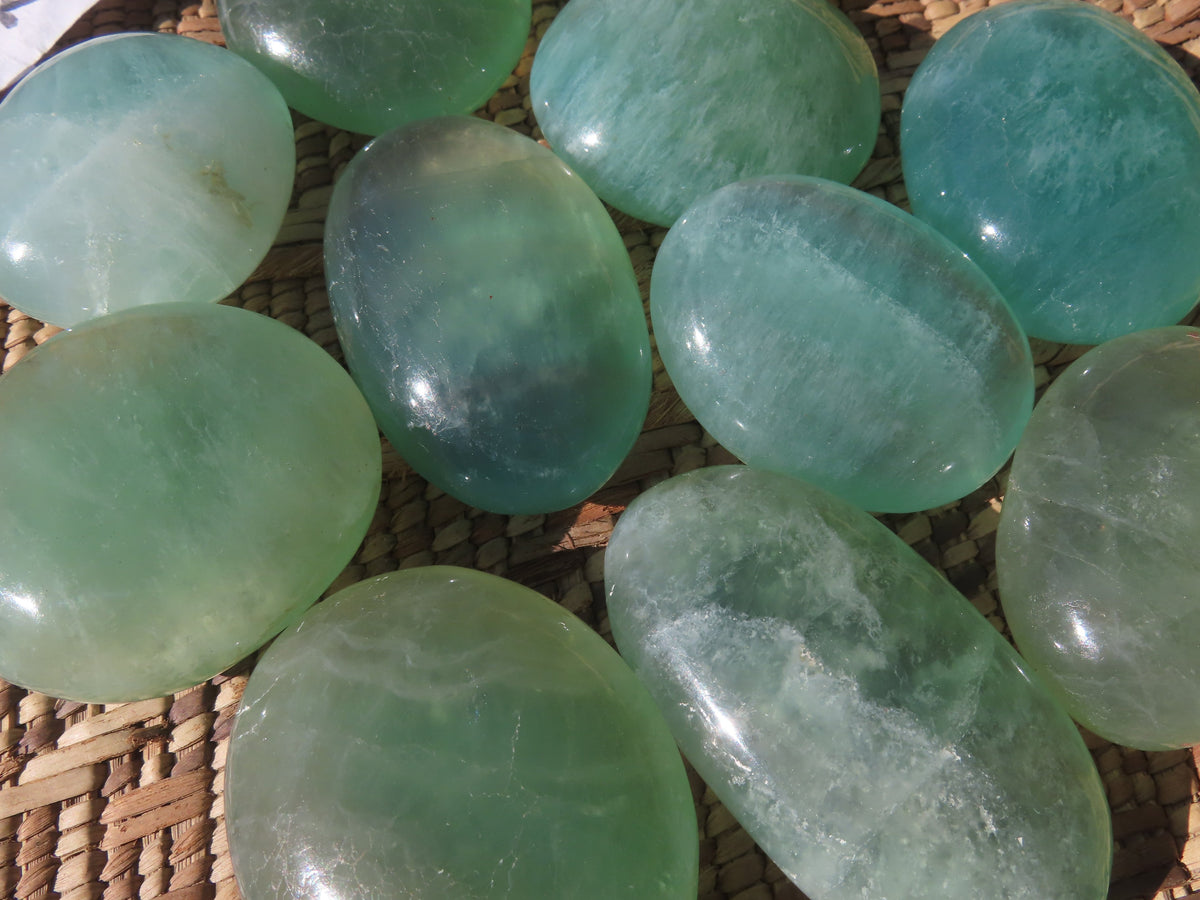 Polished Emerald Fluorite Gallets (Palm Stones) - sold per kg - From Madagascar - TopRock