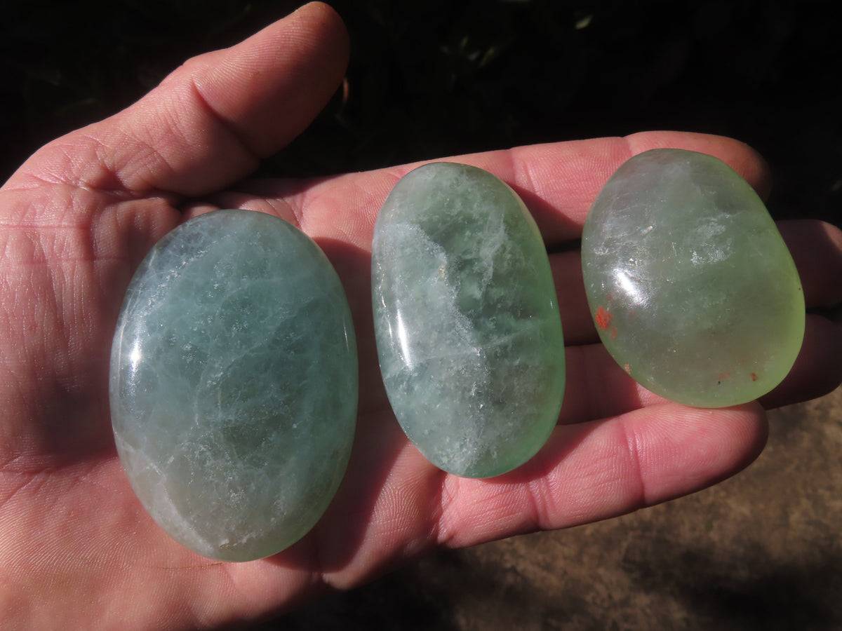 Polished Emerald Fluorite Gallets (Palm Stones) - sold per kg - From Madagascar - TopRock