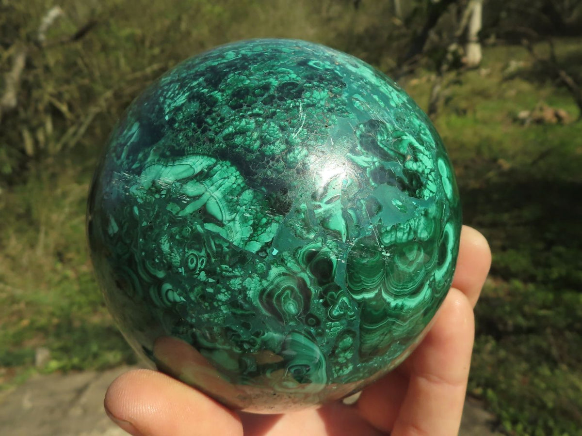 Polished Gorgeous Flower Silky Malachite Conglomerate Sphere x 1 From Congo - TopRock