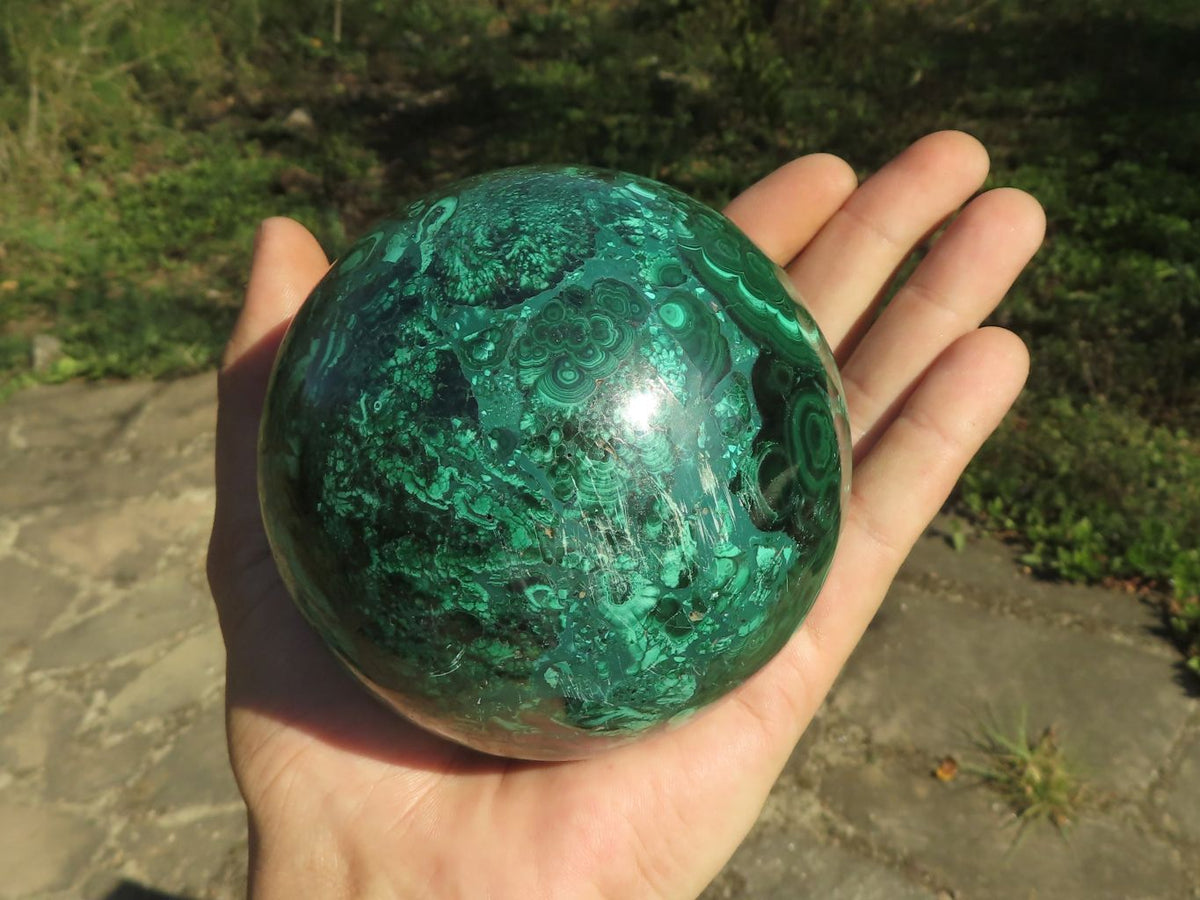 Polished Gorgeous Flower Silky Malachite Conglomerate Sphere x 1 From Congo - TopRock