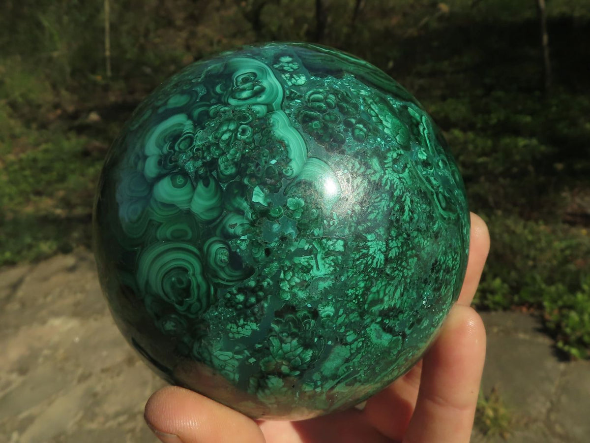 Polished Gorgeous Flower Silky Malachite Conglomerate Sphere x 1 From Congo - TopRock
