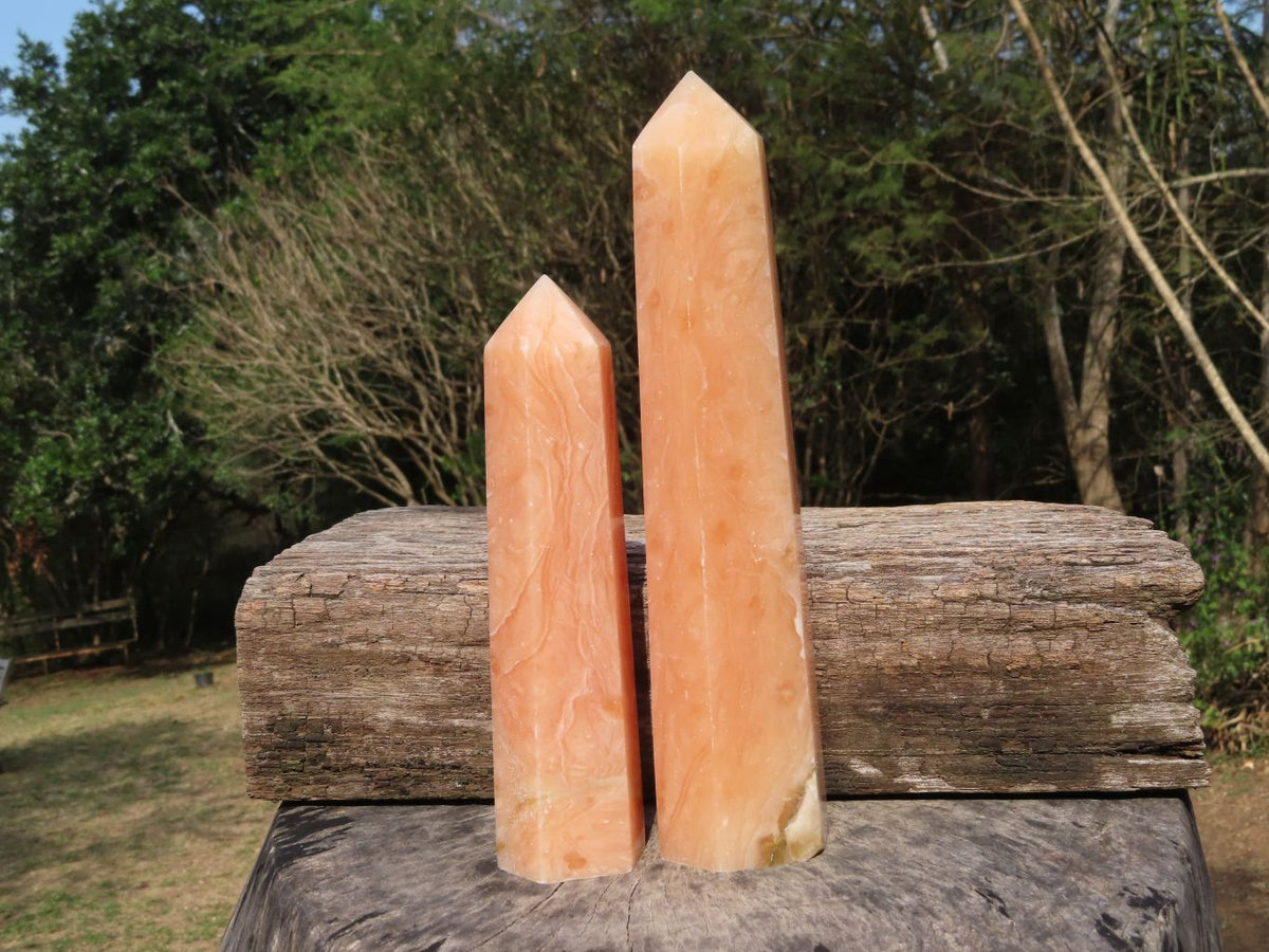 Polished Tall Orange Calcite Towers (Best Quality in Decades!) x 2 From Madagascar - TopRock