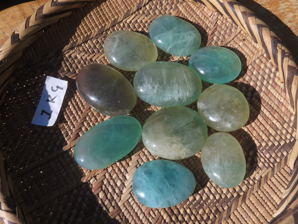 Polished Emerald Fluorite Gallets (Palm Stones) - sold per kg - From Madagascar - TopRock