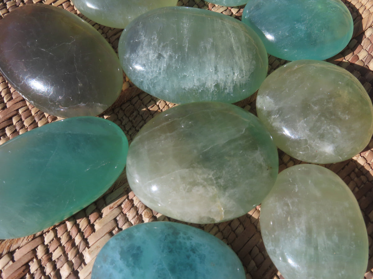 Polished Emerald Fluorite Gallets (Palm Stones) - sold per kg - From Madagascar - TopRock