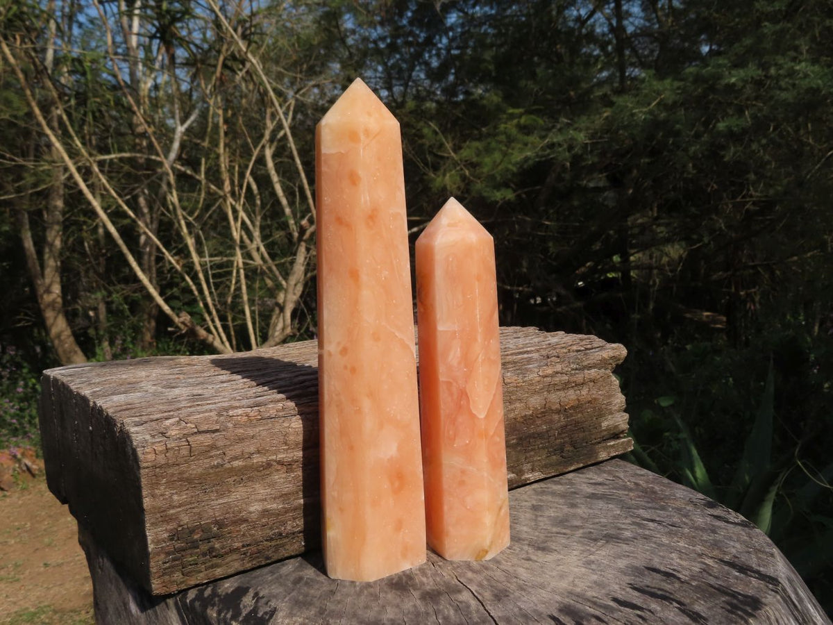 Polished Tall Orange Calcite Towers (Best Quality in Decades!) x 2 From Madagascar - TopRock