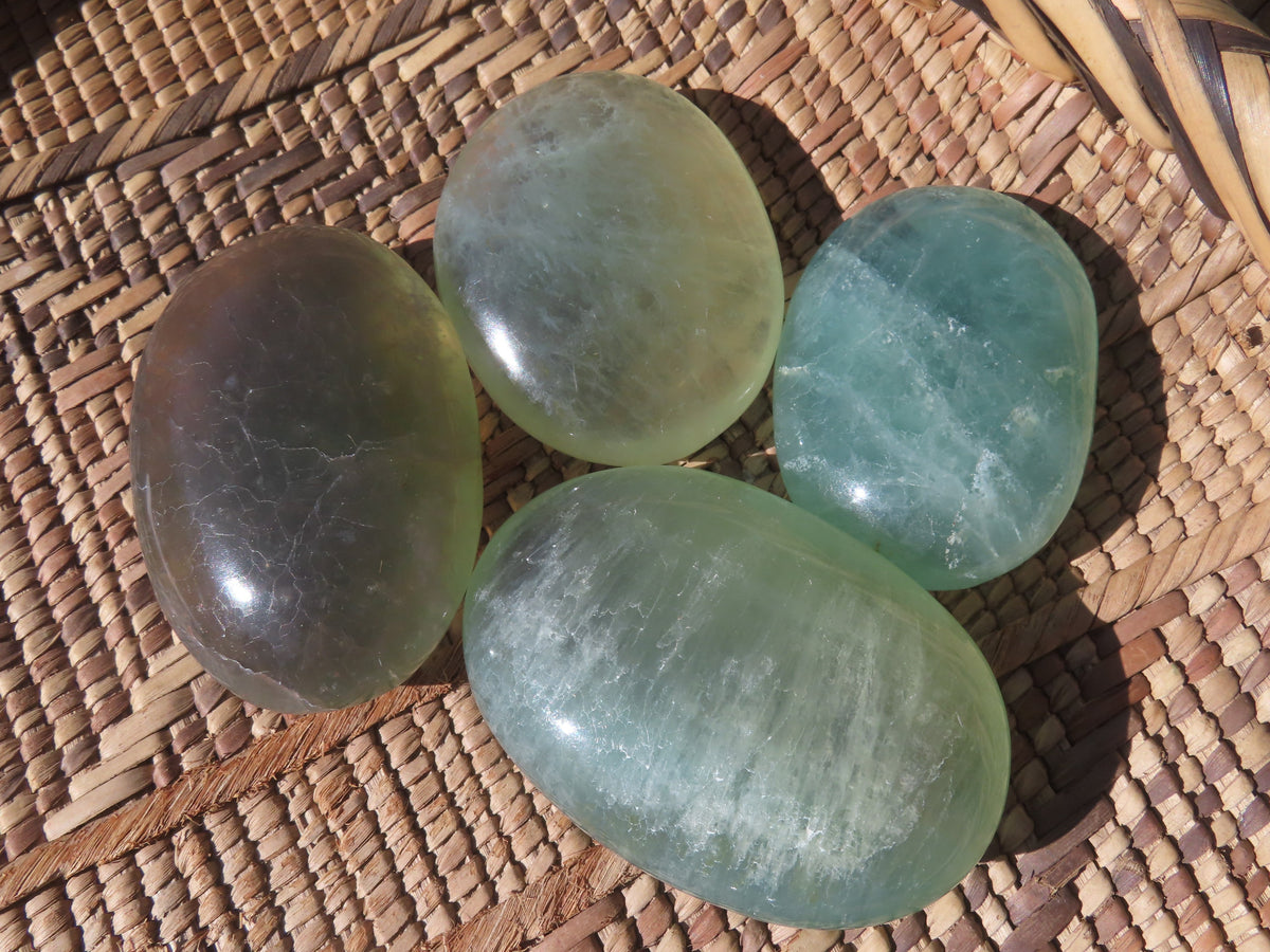 Polished Emerald Fluorite Gallets (Palm Stones) - sold per kg - From Madagascar - TopRock