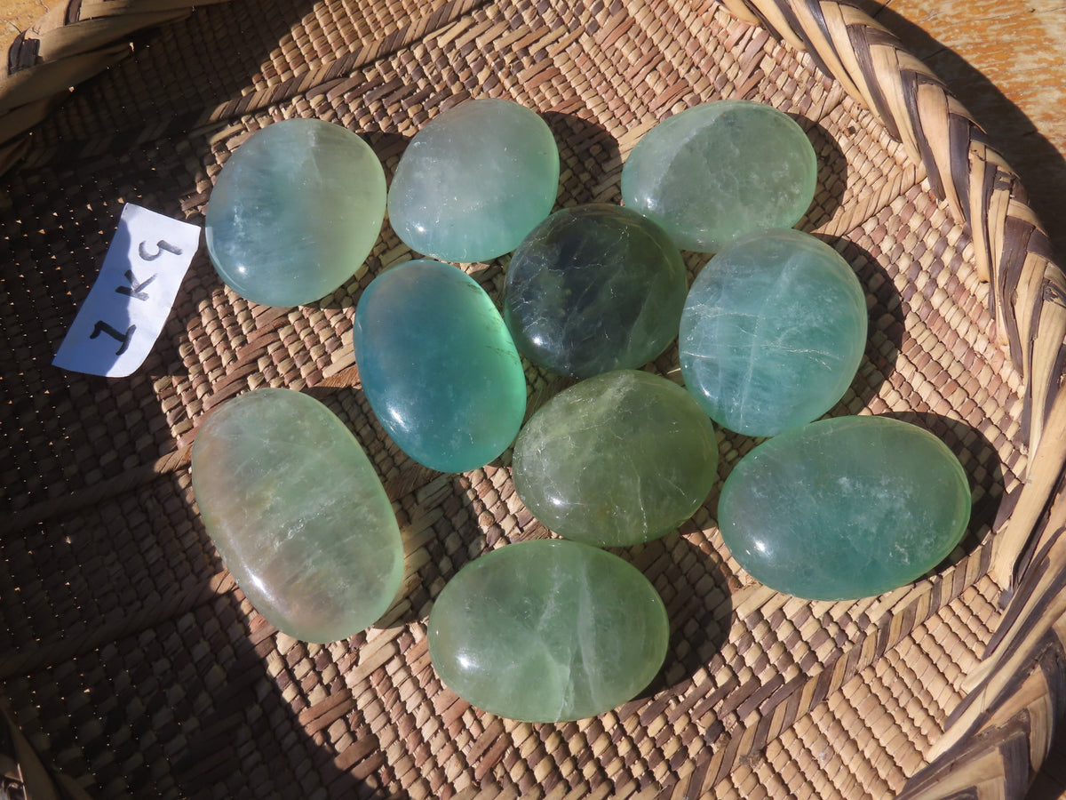 Polished Emerald Fluorite Gallets (Palm Stones) - sold per kg - From Madagascar - TopRock