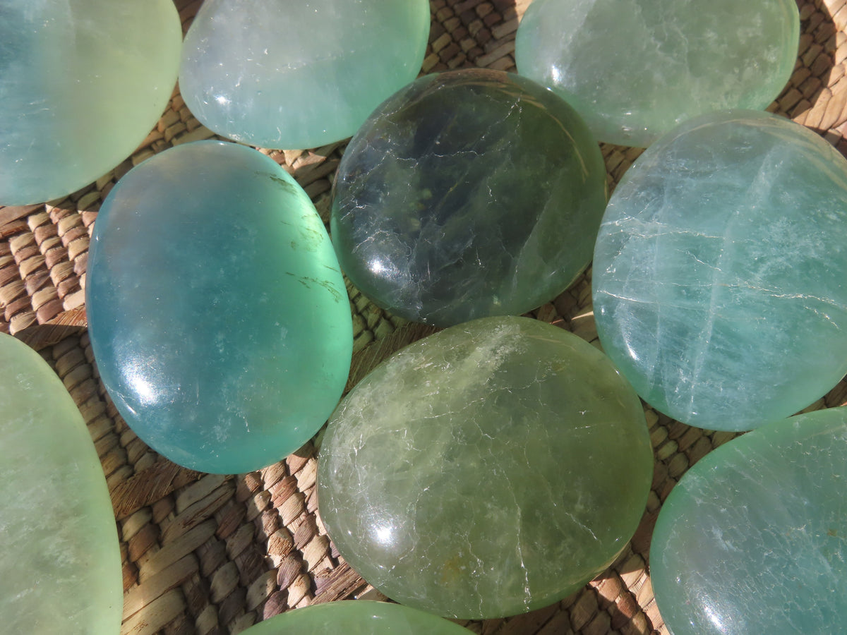 Polished Emerald Fluorite Gallets (Palm Stones) - sold per kg - From Madagascar - TopRock