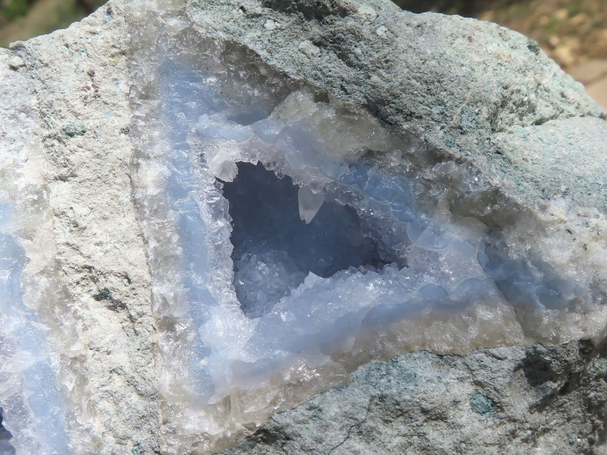 Natural Blue Lace Agate Geode Specimens x 3 From Nsanje, Malawi - TopRock