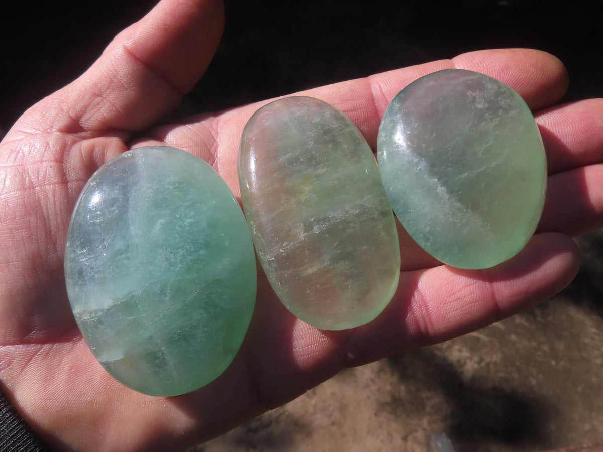 Polished Emerald Fluorite Gallets (Palm Stones) - sold per kg - From Madagascar - TopRock