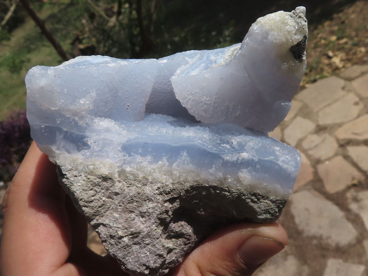 Natural Blue Lace Agate Geode Specimens x 3 From Nsanje, Malawi - TopRock