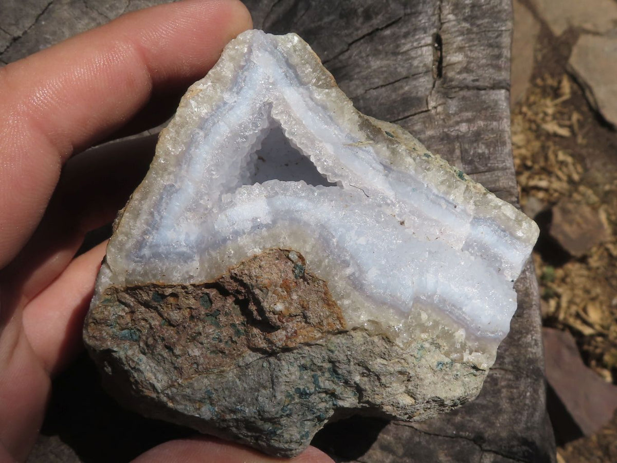 Natural Blue Lace Agate Geode Specimens x 3 From Nsanje, Malawi - TopRock