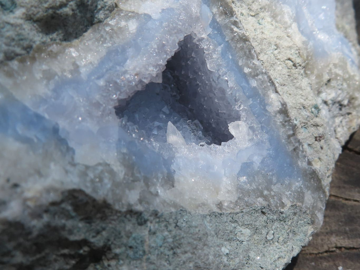 Natural Blue Lace Agate Geode Specimens x 3 From Nsanje, Malawi - TopRock
