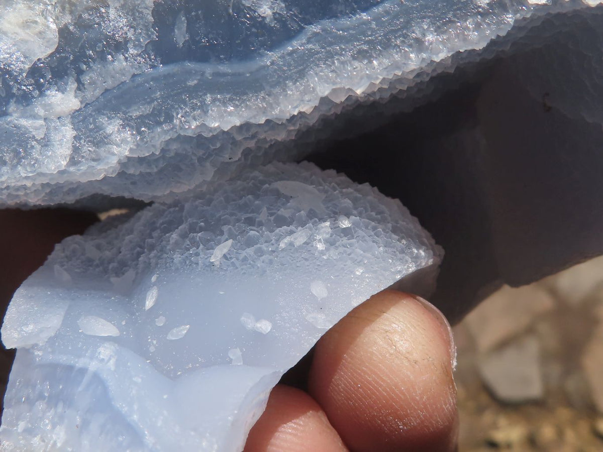 Natural Blue Lace Agate Geode Specimens x 3 From Nsanje, Malawi - TopRock
