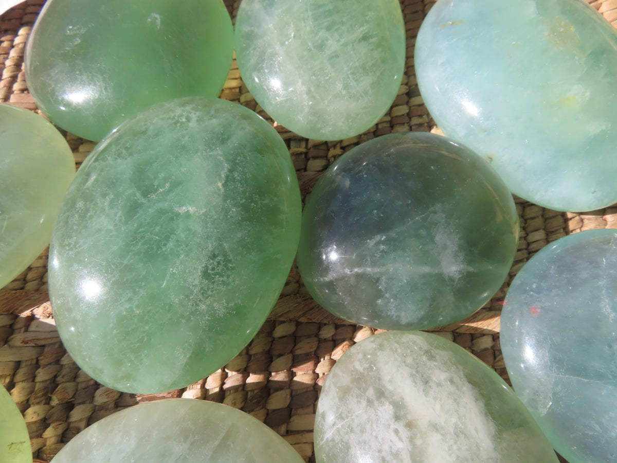 Polished Emerald Fluorite Gallets (Palm Stones) - sold per kg - From Madagascar - TopRock