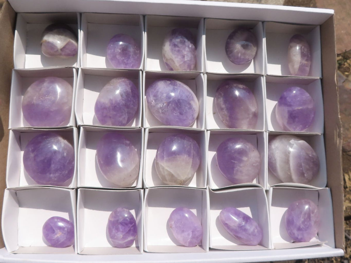 Polished Dream Amethyst Palm Stones x 20 From Madagascar - TopRock