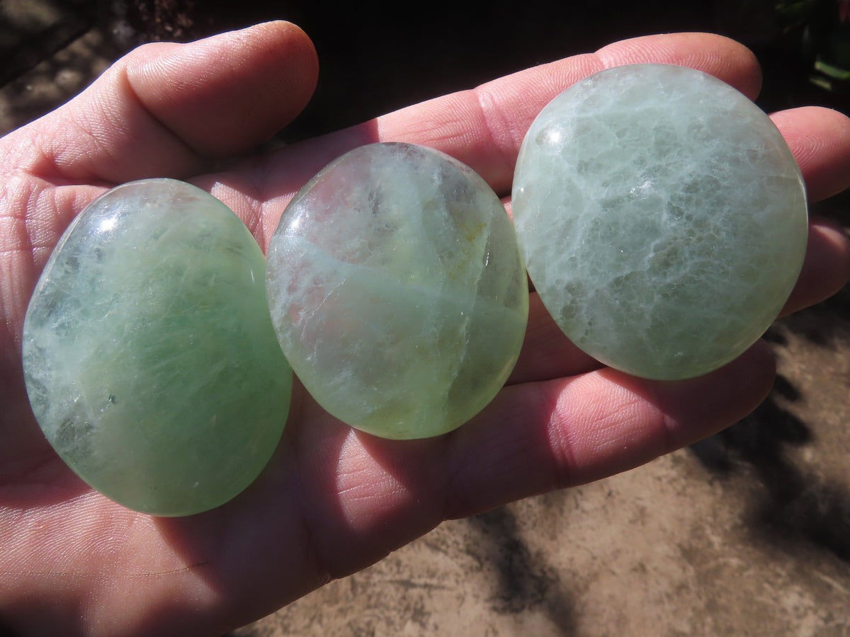 Polished Emerald Fluorite Gallets (Palm Stones) - sold per kg - From Madagascar - TopRock