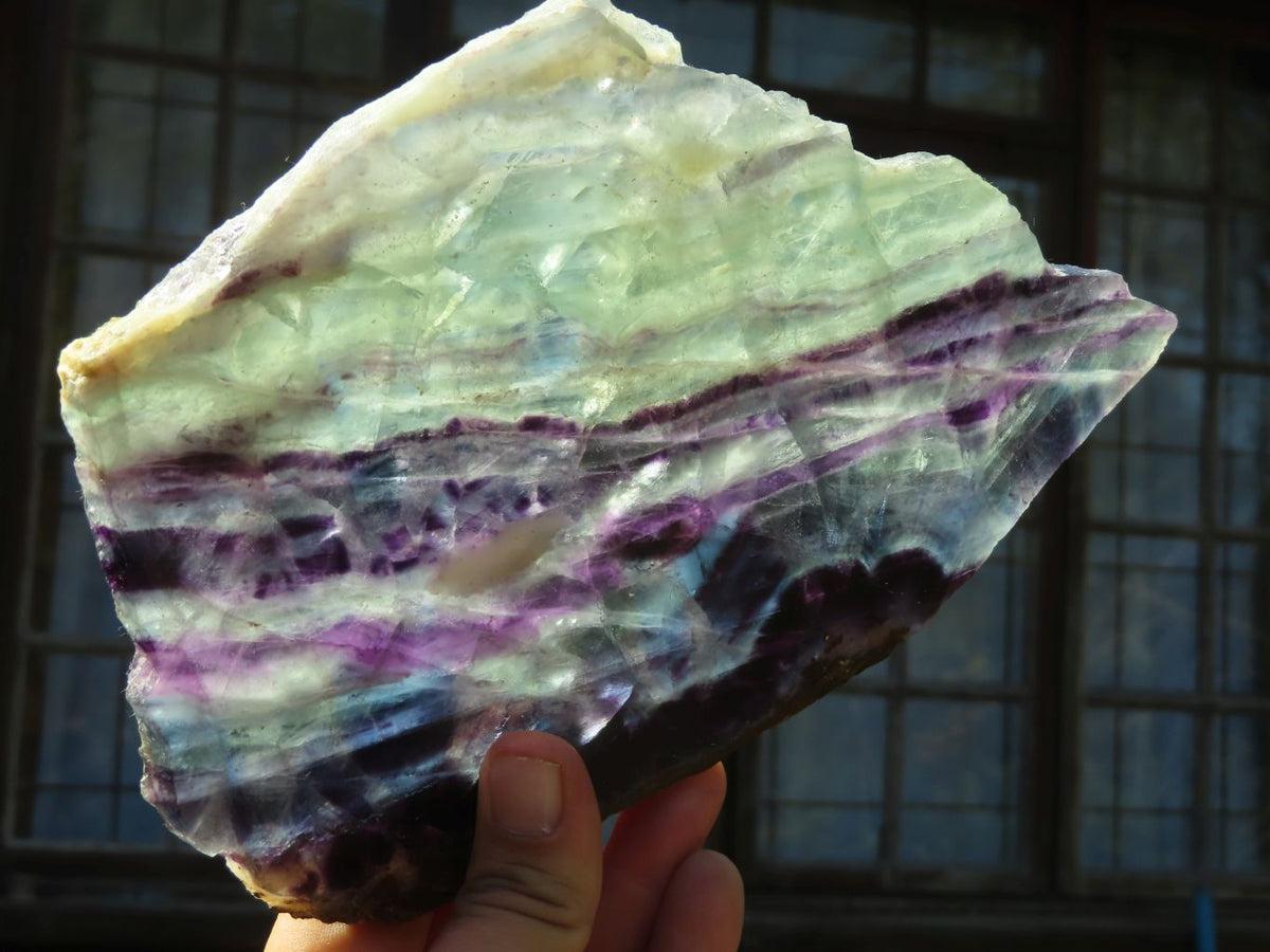 Polished Semi Translucent Watermelon Fluorite Slices x 2 From Uis, Namibia - TopRock