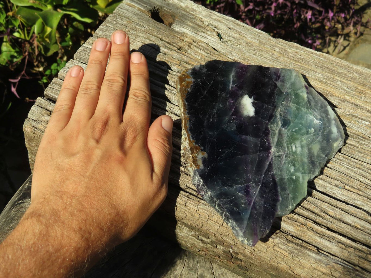 Polished Semi Translucent Watermelon Fluorite Slices x 2 From Uis, Namibia - TopRock